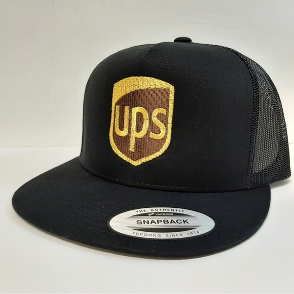 UPS Flat Bill Trucker Mesh Snapback Cap Hat - Picture 1 of 4